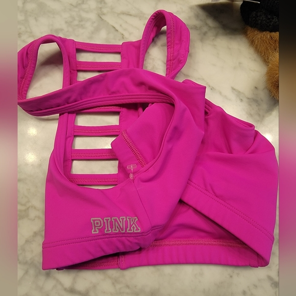 NWOT PINK VICTORIA'S SECRET SPORTS BRA WITH NO PADDING Sz XS NEON PINK - Picture 12 of 13